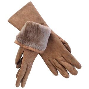 Vintage Peccary leather, rabbit fur lined women’s gloves made in Italy sz 6.5